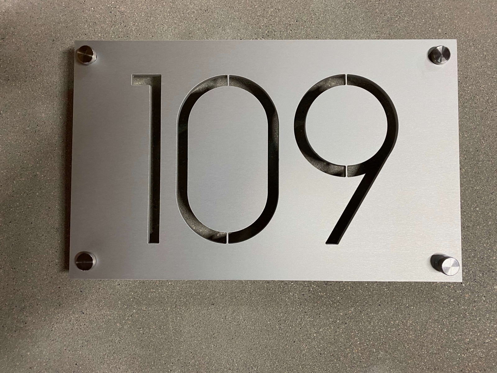Vivid House Number | Custom Residential Address Signs | Number 109 | Aluminum Finish