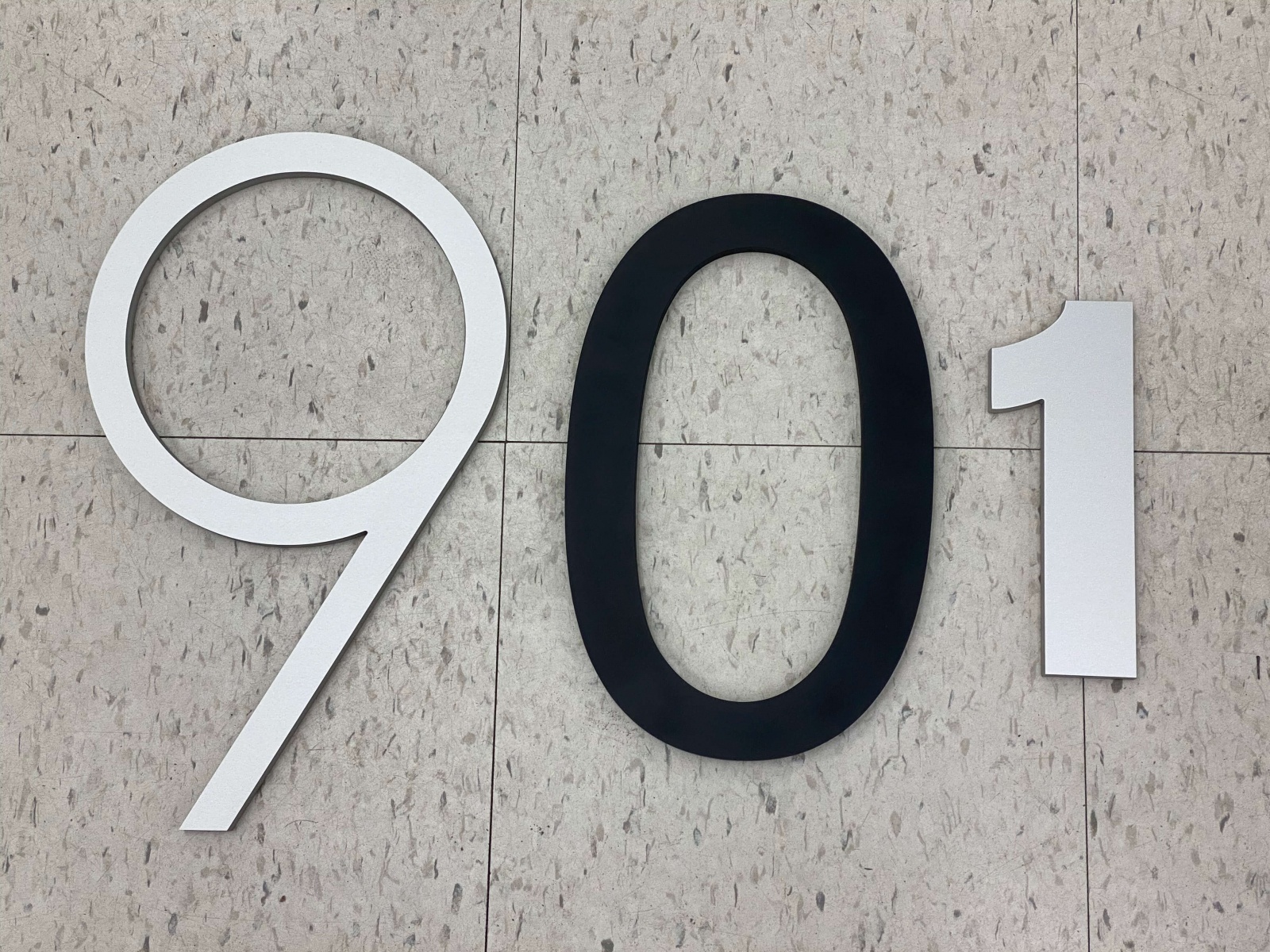 Vivid House Number | Residential House Number | Number 901 | Brushed Aluminum and Black Finish |