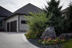 Residential House Numbers | Material: 3/8" aluminum | Finish: Brushed Aluminum | Font: Arial | Size: 8" | Substrate: Stone slab