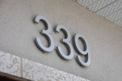 Vivid House Number | Custom Residential House Signs| Number 339 on an exterior house | Brushed  Aluminum White Finish