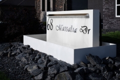 Vivid House Number | Custom Residential House Signs | 68 Massalia Drive | Black Finish | Custom White Fountain Fixture