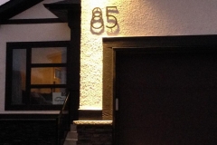 Residential House Numbers | Material: 3/8" aluminum | Finish: Black paint | Font: TimeBurner | Size: 12" | Substrate: Stucco