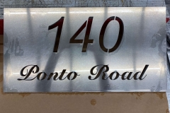 Vivid House Number | Custom Residential Address Signs | 140 Ponto Road | Aluminum Finish