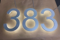 Vivid House Numbers | Residential House Signs | Number 383 | Brushed Aluminum Finish | LED Backlight