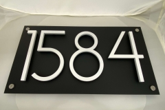 Vivid House Number | Residential House Signs | Number 1584 | Brushed White Finish | Custom black plate