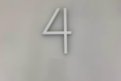 Vivid House Numbers | Residential House Sign | Number 4 | White Finish on a white wall