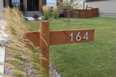 Residential House Numbers | Material: 3/8" aluminum | Finish: Brushed Aluminum | Font: Lithos Pro | Size: 6" | Substrate: Wood sign