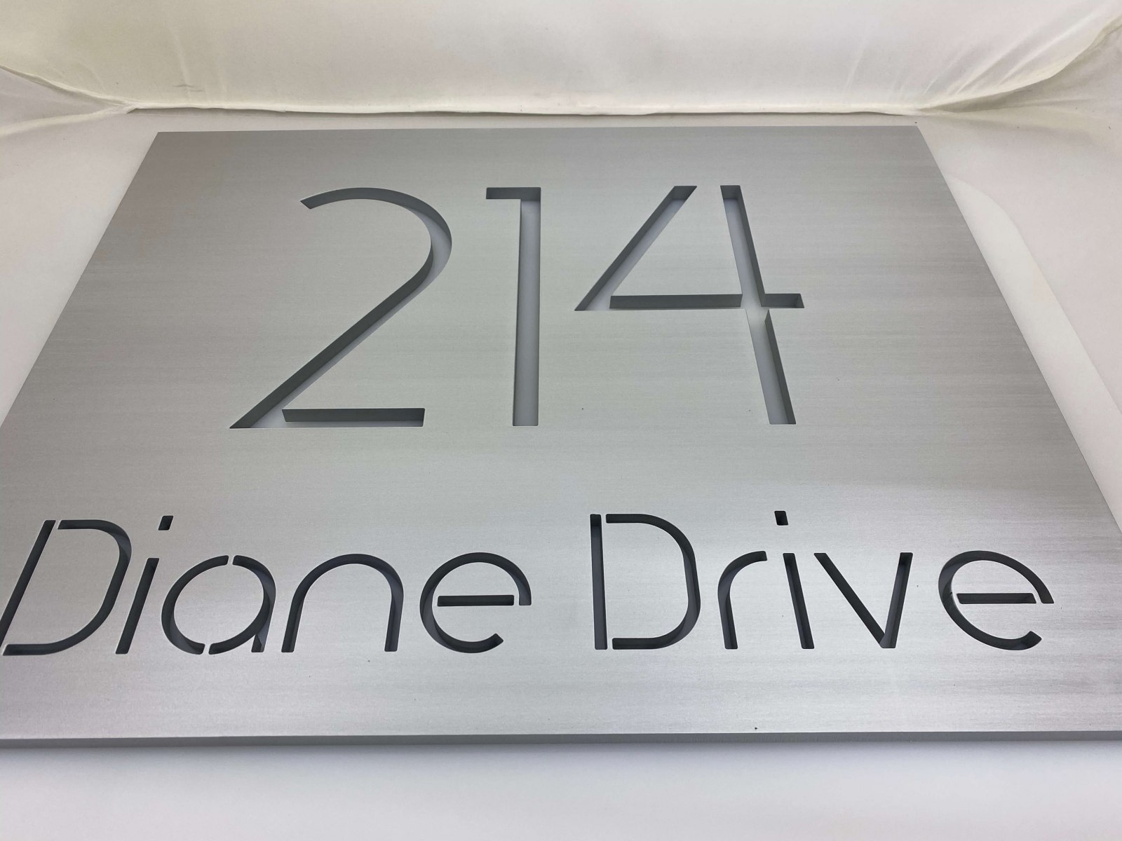 Vivid House Number | Custom Residential Address Signs | 214 Diane Drive | Aluminum Finish
