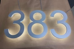 Vivid House Numbers | Residential House Signs | Number 383 | Brushed Aluminum Finish | LED Backlight