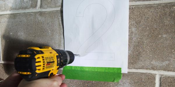 House numbers installation - Step 2: Drill holes